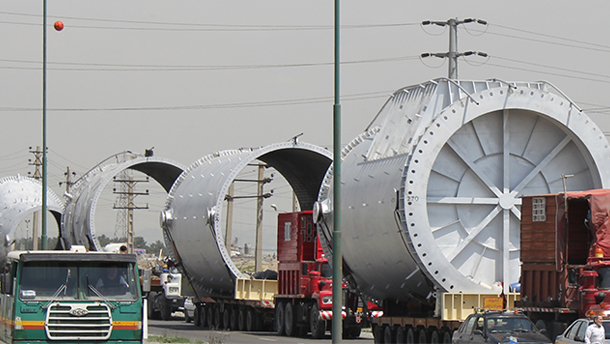 Transportation of 90 m Stack parts to its site location